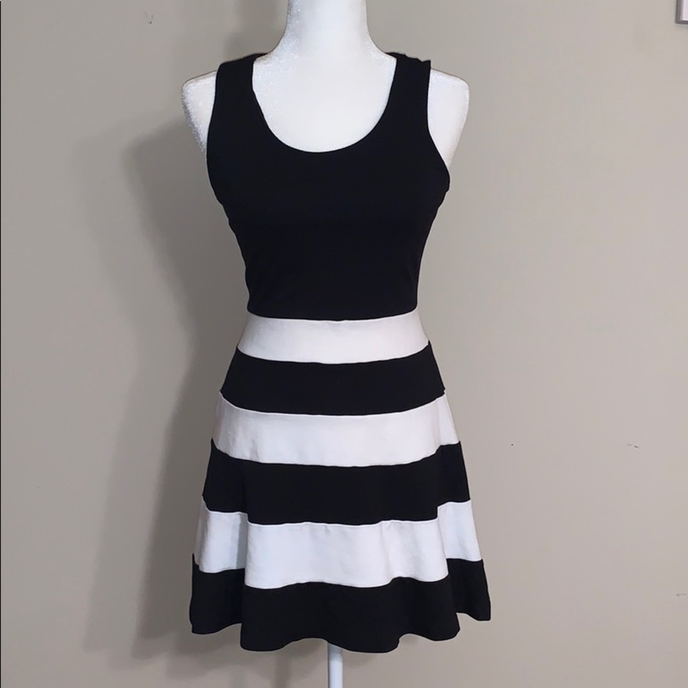 Express Fit and Flare Sleeveless Striped Dress - Picture 2 of 5